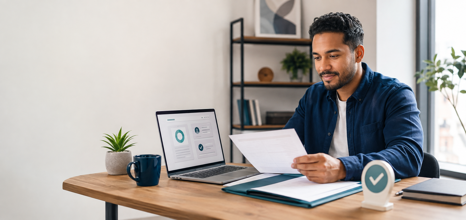 Small-business owner reviewing business formation documents